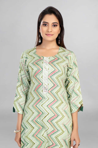 Pista Colour Beautiful Zig Zag Printed Kurti