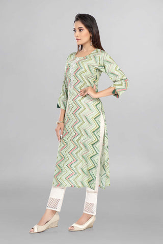 Pista Colour Beautiful Zig Zag Printed Kurti