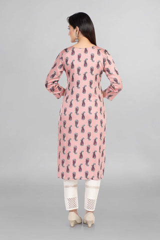 Peach Colour Alankari Printed Kurti