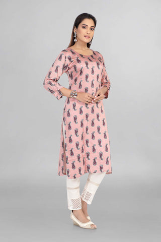 Peach Colour Alankari Printed Kurti