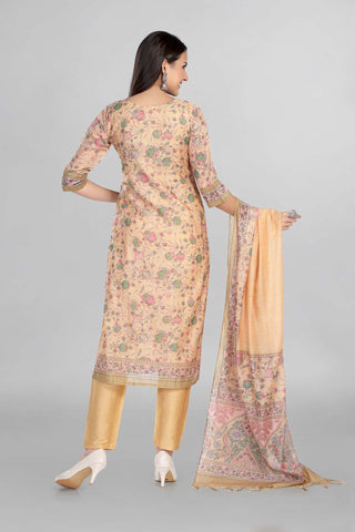 Mustard Colour Kurti Paired With Pant And Dupatta