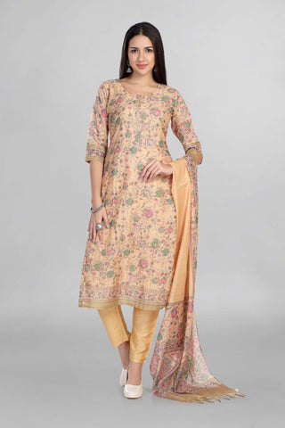 Mustard Colour Kurti Paired With Pant And Dupatta