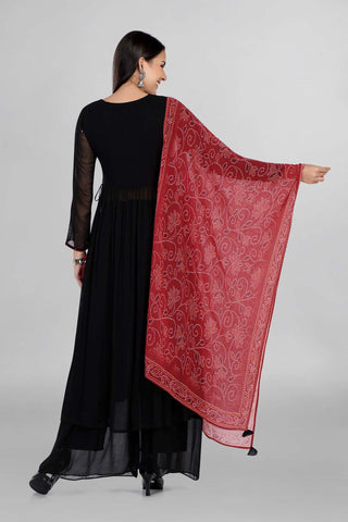 Black Colour Printed Kurti Paired With Pant And Dupatta