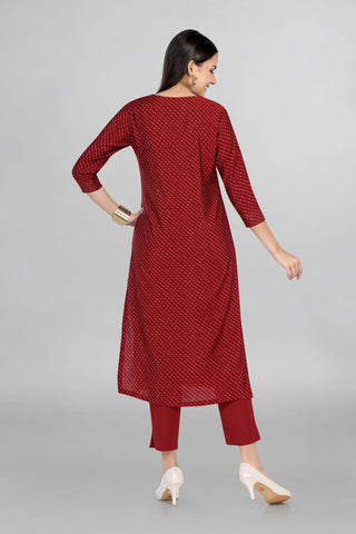 Beautiful Maroon Colour Hand Embroidery Bandhani Kurti