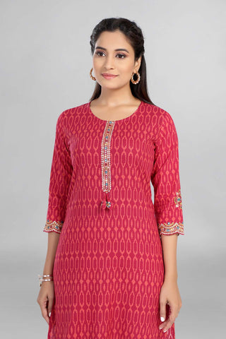 Pink Colour Printed Casual Wear Kurti