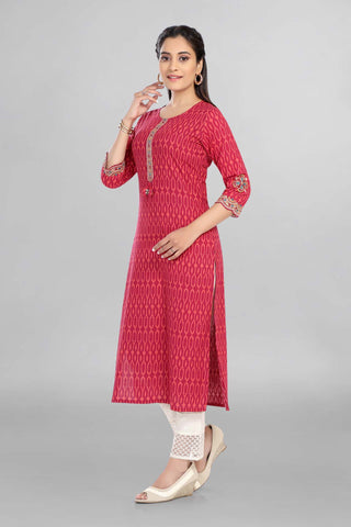 Pink Colour Printed Casual Wear Kurti