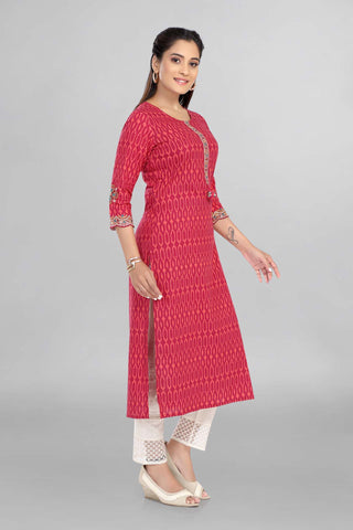 Pink Colour Printed Casual Wear Kurti