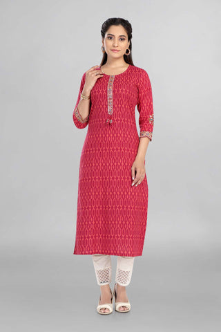 Pink Colour Printed Casual Wear Kurti