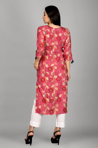 Light Pink Printed Kurta