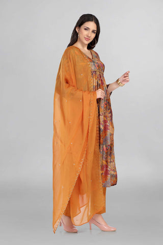 Beautiful Alia Pattern Kurti Paired With Pant And Dupatta