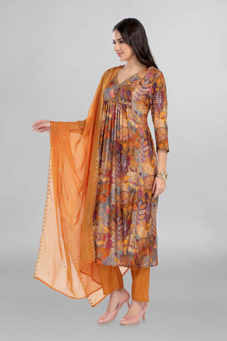 Beautiful Alia Pattern Kurti Paired With Pant And Dupatta