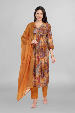 Beautiful Alia Pattern Kurti Paired With Pant And Dupatta