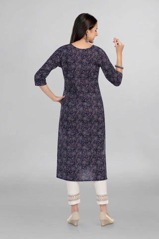 Blue Colour Floral Printed Casual Wear Kurti