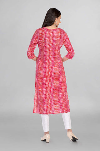 Beautiful Red Colour Casual Wear Cotton Kurti