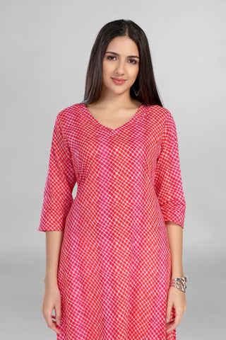 Beautiful Red Colour Casual Wear Cotton Kurti