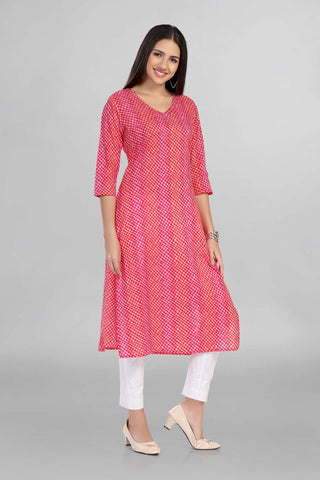 Beautiful Red Colour Casual Wear Cotton Kurti