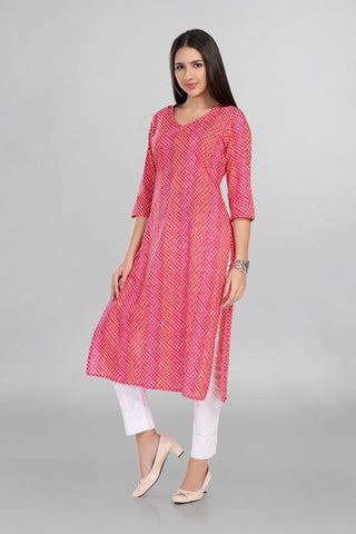 Beautiful Red Colour Casual Wear Cotton Kurti