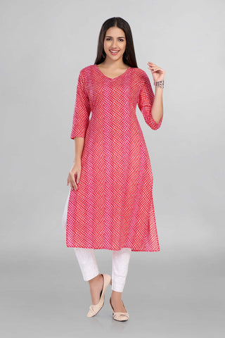 Beautiful Red Colour Casual Wear Cotton Kurti