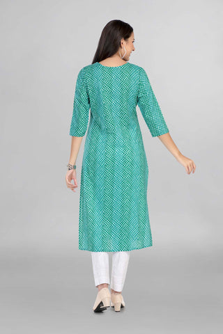 Green Colour Casual Wear Straight Kurti