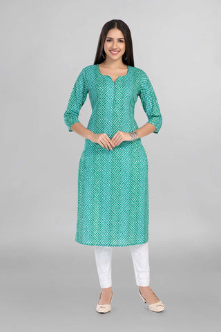 Green Colour Casual Wear Straight Kurti