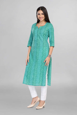 Green Colour Casual Wear Straight Kurti