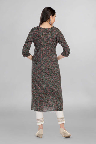 Green Colour Printed Casual Wear Kurti