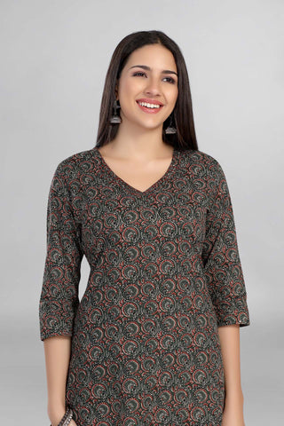 Green Colour Printed Casual Wear Kurti