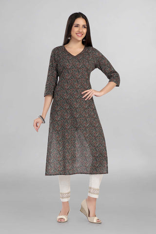 Green Colour Printed Casual Wear Kurti