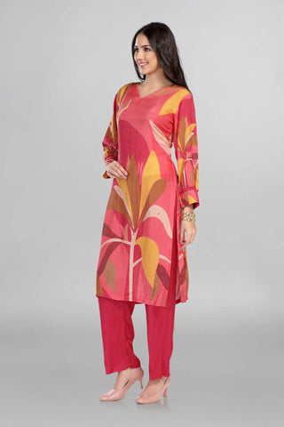 Beautiful Pink Colour Kurti Paired With Pant