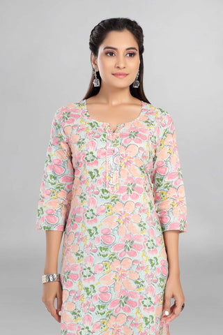 Multicolour Colour Floral Printed Casual Wear Kurti