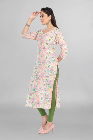 Multicolour Colour Floral Printed Casual Wear Kurti