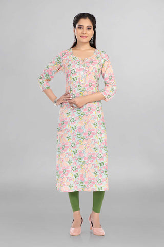 Multicolour Colour Floral Printed Casual Wear Kurti