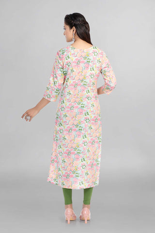 Multicolour Colour Floral Printed Casual Wear Kurti