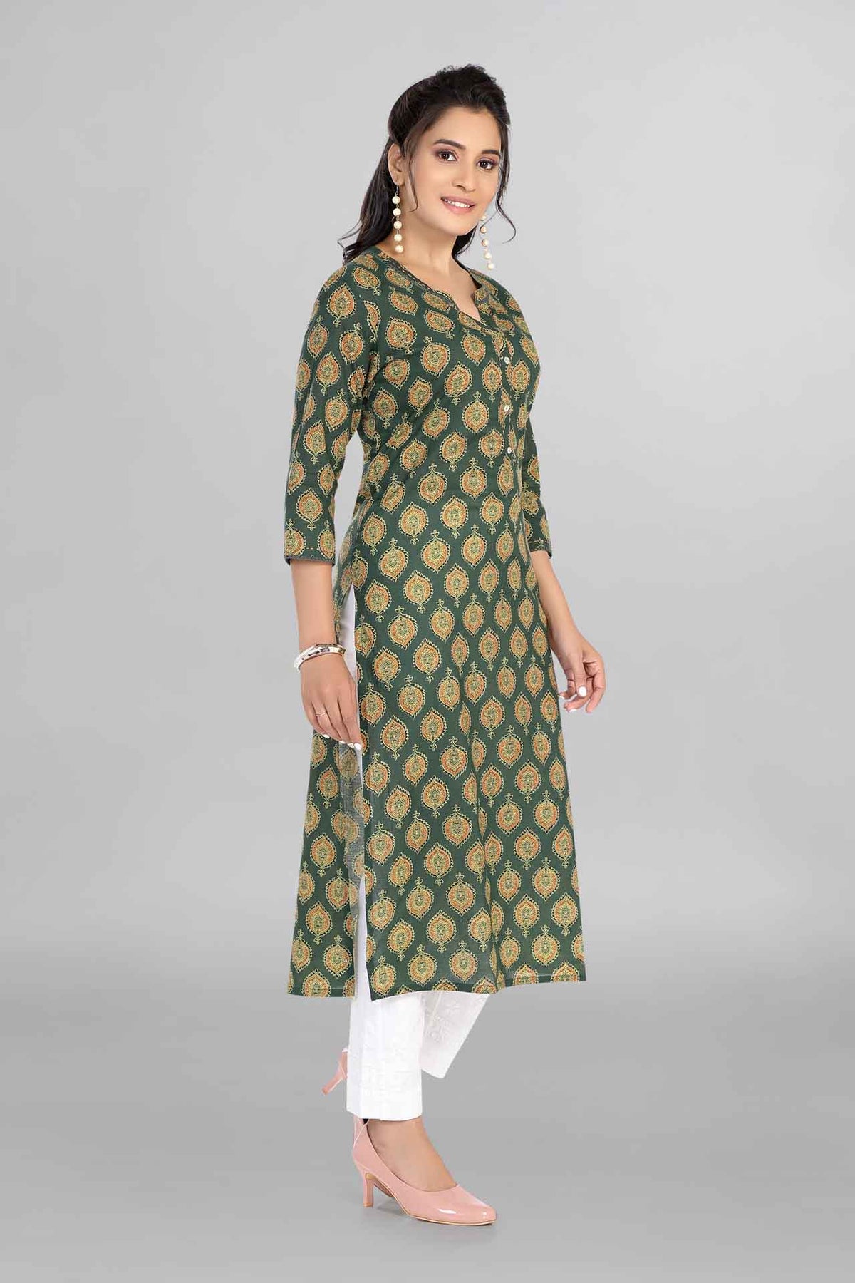 Green Colour Beautiful Printed Kurti