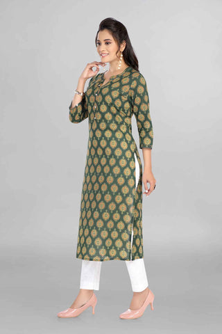 Green Colour Beautiful Printed Kurti