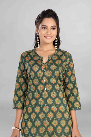 Green Colour Beautiful Printed Kurti