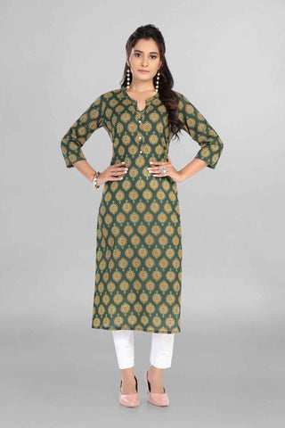 Green Colour Beautiful Printed Kurti