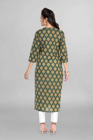 Green Colour Beautiful Printed Kurti