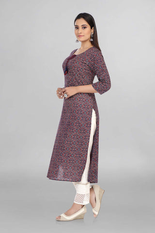 Blue Colour Printed Casual Wear Kurti