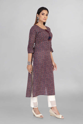 Blue Colour Printed Casual Wear Kurti