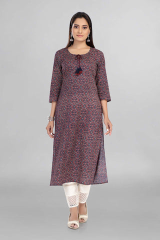 Blue Colour Printed Casual Wear Kurti