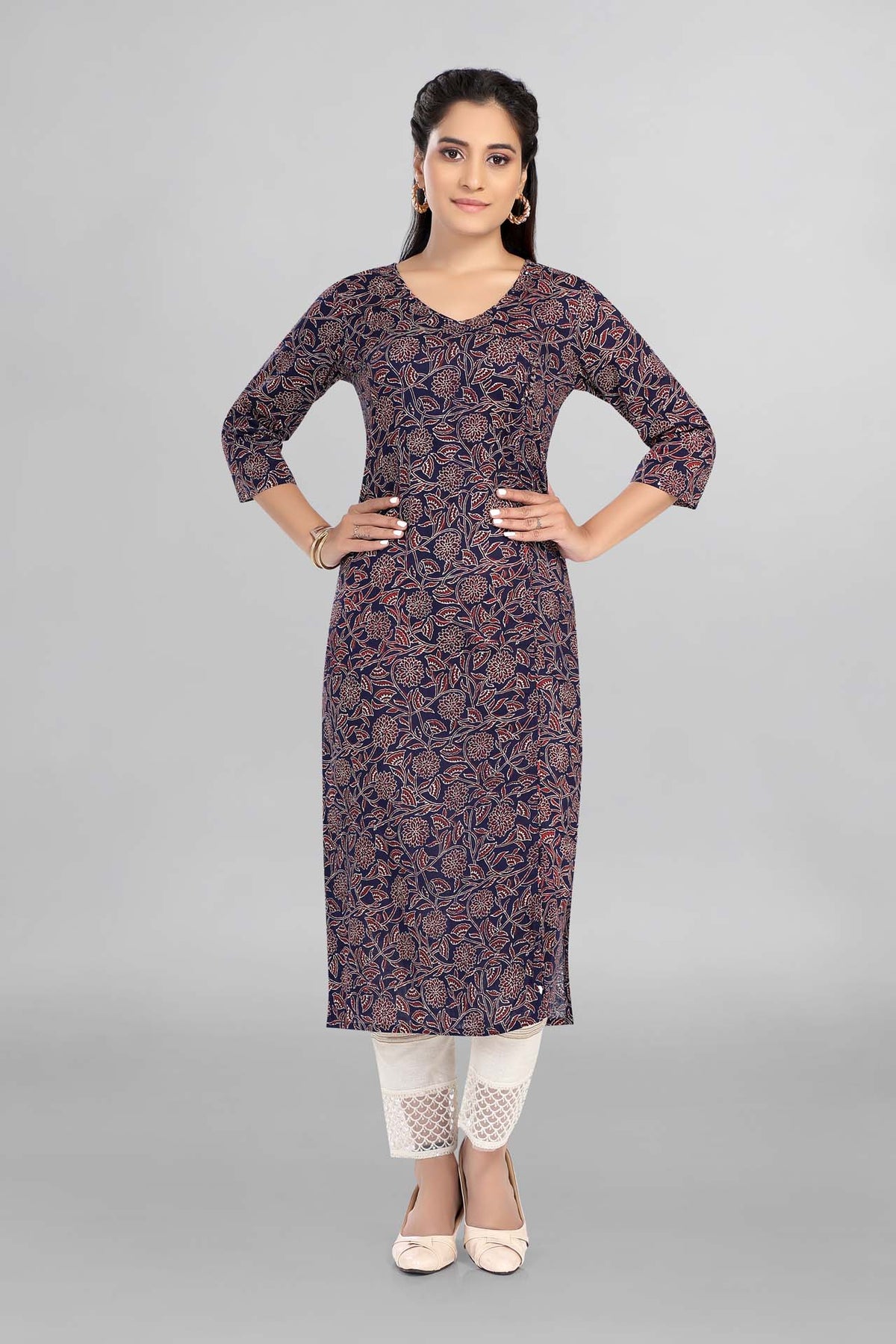 Blue Colour Floral Casual Wear Printed Kurti