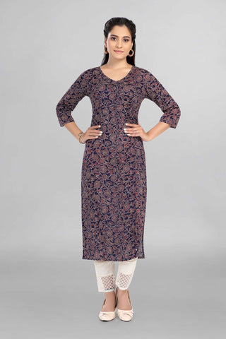 Blue Colour Floral Casual Wear Printed Kurti