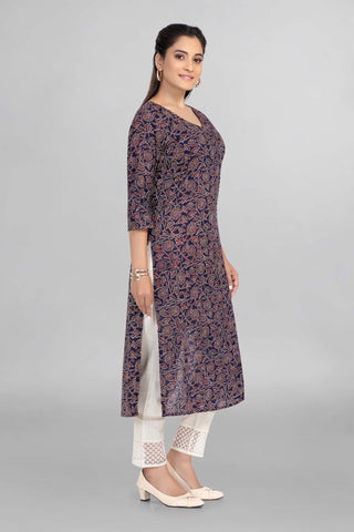 Blue Colour Floral Casual Wear Printed Kurti