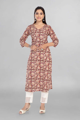 Maroon Colour Casual Wear Printed Kurti