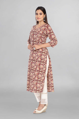 Maroon Colour Casual Wear Printed Kurti