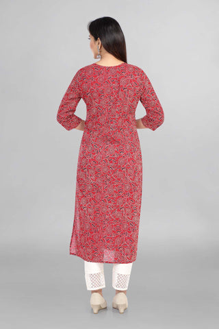 Maroon Colour Casual Wear Floral Printed Kurti