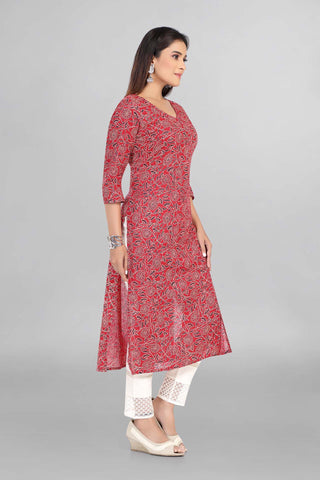 Maroon Colour Casual Wear Floral Printed Kurti