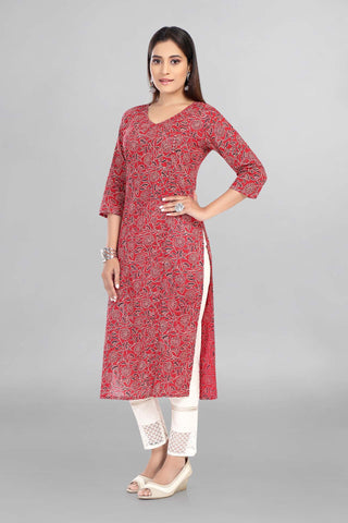 Maroon Colour Casual Wear Floral Printed Kurti