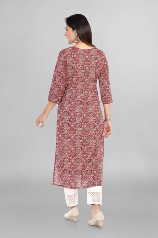 Maroon Colour Floral Printed Kurti